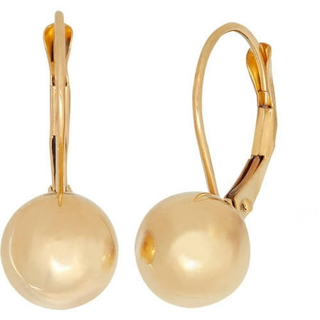 Simply Gold 10kt Yellow Gold 8mm Ball Leverback Earrings