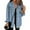 Sky Blue, variant on The Beauty North Denim Jacket Long Sleeve Pockets Denim Jean Jacket Casual Long Boyfriend Coats Women's Jean Button Down