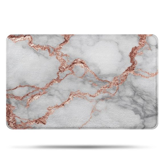 Gray Rose Gold Marble Pattern Bathroom Rugs Mat,Non Slip Microfiber Bathroom Rug,Rubber Backing,Soft Bathroom Mats for Bathroom Floor,Tub and Shower,20x32in(50x80cm)