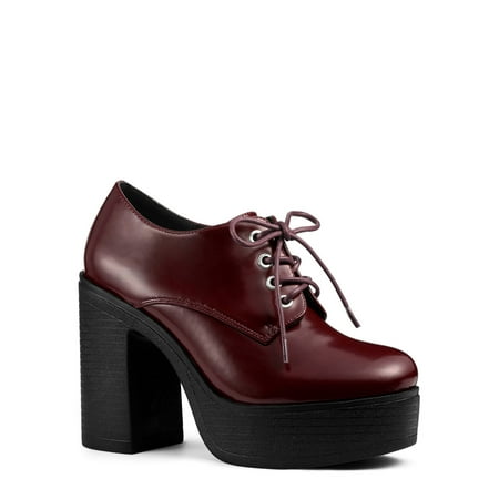 

Unique Bargains Women s Platform Lace Up Chunky Heel Ankle Booties