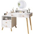 thumbnail image 4 of Mirror Chair Led Dressing Table Brown Bedroom Multifunctional Luxury Dressing Table Classic Charm Tocador Maquillaje Furniture My Lux Decor Round, 4 of 30