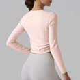 thumbnail image 6 of Diufon Womens Yoga Tops Fall Casual Solid Color Crop Tops Round Neck Long Sleeve Blouses, 6 of 7