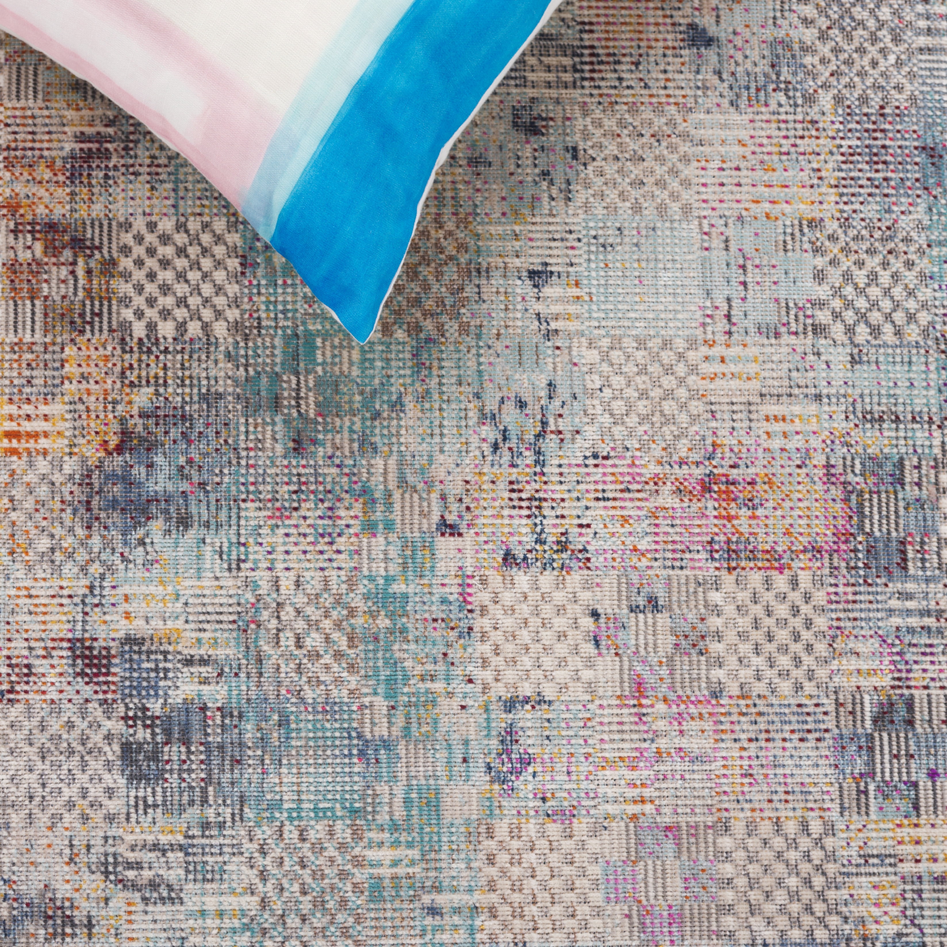 SAFAVIEH Rainbow Jamel Abstract Indoor/Outdoor Area Rug, Blue/Gold, 4' x 6'