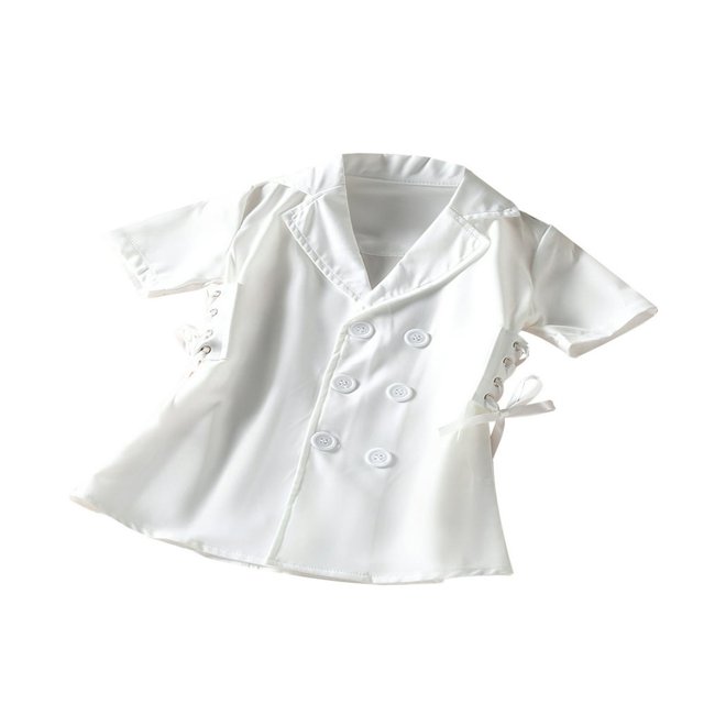AMERTEER Mode Bambin Filles Été Robe Veste Outwears Bandage Tour vers le Bas Col une Ligne Robe Noire 2-3 Ans