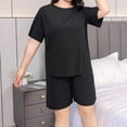thumbnail image 4 of Aezemi Women Plus Size Sleep Set 2 Piece Fashion Short Sleeve Tops Shorts Summer Spring Home Comfy Casual Pajama Sets for Women 3XL, 4 of 8
