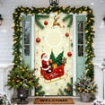 thumbnail image 1 of Funda Navideña para Puerta con Diseño de Papá Noel, Ideal para Decorar El Día de Navidad. Medidas: 89 X 183 Cm (35 X 72 Pulgadas). Tela de Poliéster Resistente. Fácil Instalación. Apta para Puertas E, 1 of 6