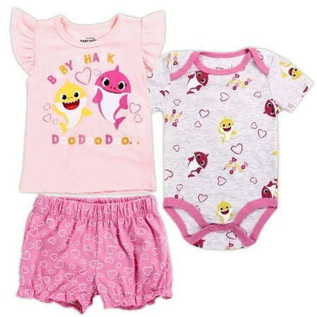 

Baby Shark Girls Infant 3-Piece Short Set Size 12-24 Months