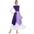 thumbnail image 2 of YONGHS Color Block Praise Dance Dress Sleeveless Asymmetrical Hem Liturgical Dancewear for Women Purple&Light Purple XL, 2 of 7