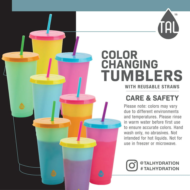 TAL Polypropylene Color Changing Cups 24 Fl Oz, Multi-Color, 8 Pack