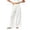 *White, variant on VBVC Women's Cotton Linen Side Drawstring Pants , High Waisted Wide Leg Trousers For Women , Ladies' Lightweight Pleated Bottoms with Pockets, Army Green , M-3XL
