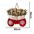 thumbnail image 3 of Christmas Wreath, Pre-Lit Wreath, Twinkling Mitten Design with Warm White LEDs, 36cm Flocked Indoor Outdoor Holiday Wall Hanging Decoration, 3 of 9