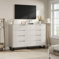thumbnail image 3 of Commode à 8 Tiroirs pour Chambre, Commode de 55 Pouces de Large, Tiroir Horizontal Autoportant avec Rangement, Coffre de Garde-Robe en Bois pour Salon, Couloir, Entrée, Blanc, 3 of 7
