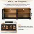 thumbnail image 6 of PAPROOS TV Stand with Semi-Arched Glass Doors for TVs Up to 70", Elegant Two-Tone Media Console with Adjustable Shelves, Wood Grain Sideboard with Cable Management for Living Room, Black+Natural, 6 of 8