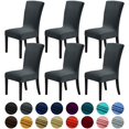 thumbnail image 1 of Velvet Chair Covers for Dining Room Set of 6, Stretchy Dining Chair Covers, Washable Kitchen Chair Slipcovers, Classy Decor for Home and Banquet (Gray, 6 Pack), 1 of 7