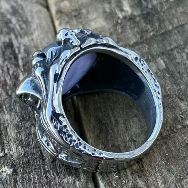 MENDEL Cool Mens Stainless Steel Dragon Claw Blue Evil Eye Eyeball