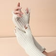thumbnail image 2 of GDREDA Women's Fashionable Solid Knit Half Finger Gloves with Ripped Design for Personality and Daily Wear Comfort White,One Size, 2 of 6