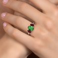 thumbnail image 4 of Gem Stone King 925 Silver and 10K Yellow Gold Green Nano Emerald and Red Rhodolite Garnet and Lab Grown Diamond Engagement Ring for Women | 2.56 Cttw | Oval 9X7MM | May Birthstone | Size 8, 4 of 6