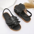 thumbnail image 6 of TOWED22 Girls Genuine Leather Soft Closed Toe Princess Flat Shoes Summer Sandals(Toddler/Little Kid) Black,10.5, 6 of 7