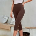 thumbnail image 4 of Leggings Capri para Mujeres Yoga Capri Medias de Cintura Alta Color Sólido, Coincidencia Slim Ajuste Gimnasio Y Pantalones de Yoga, 4 of 9