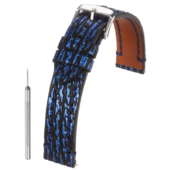 Uxcell Leather Watch Band 18mm Vintage Watch Strap with Pin Buckle Blue