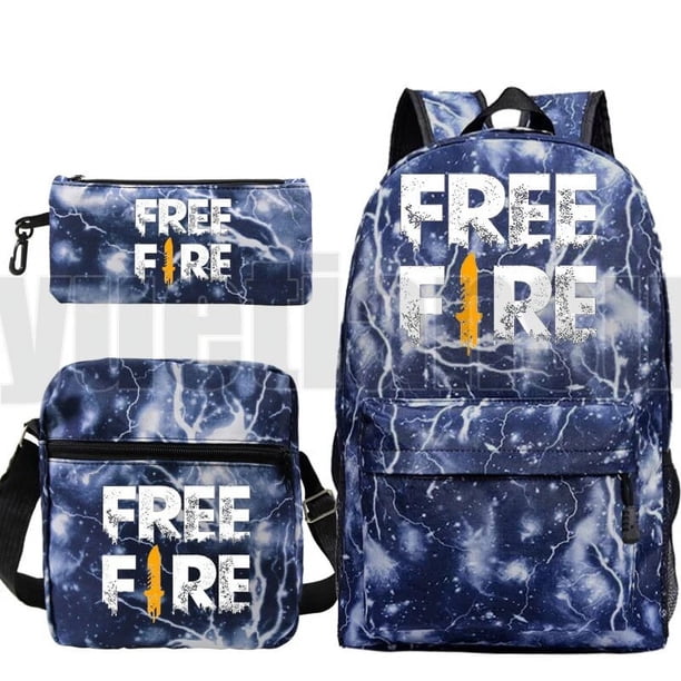 3 Pcs/Set Free Fire Garena Backpack for School Teenagers Girls Unisex Galaxy Cartoon Bookbag Large Capacity Anime Canvas Mochila