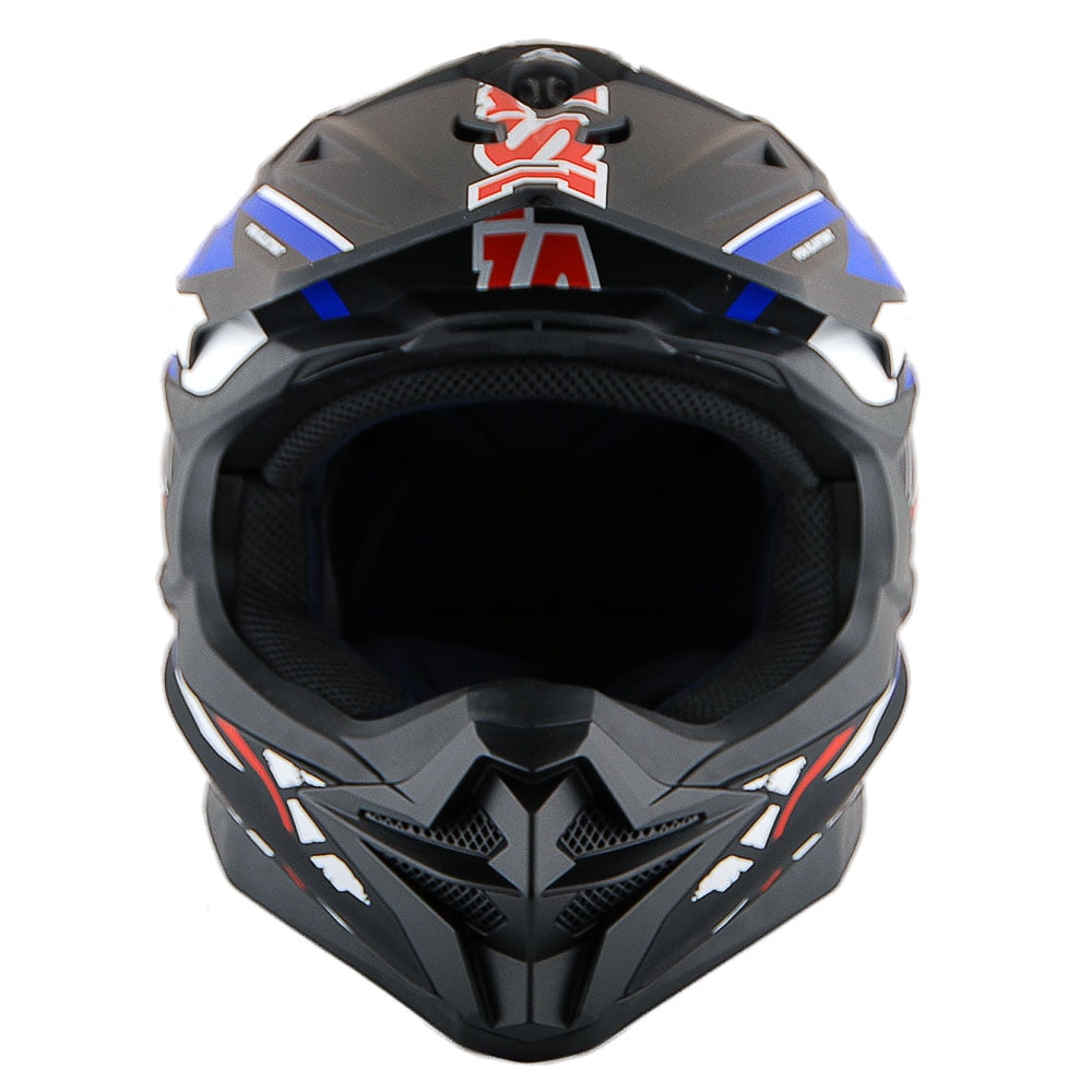 1Storm Motocross Adult Helmet Downhill Mountain Bike Helmet BMX MX ATV Dirt Bike Storm Style HF803; Red Blue
