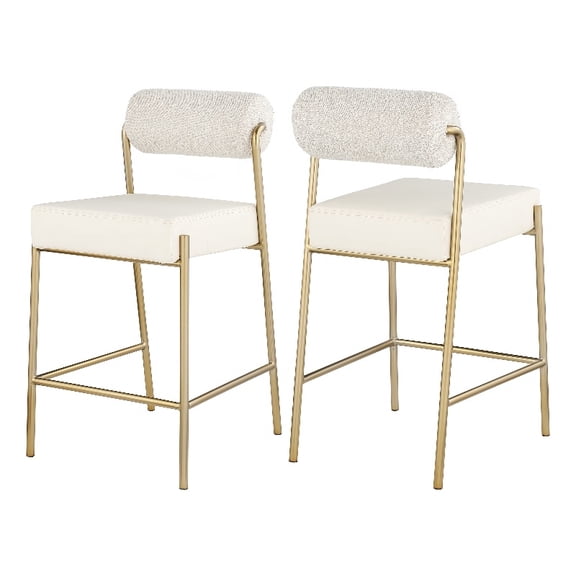 Meridian Furniture Carly Cream Faux Leather / Boucle Counter Stool