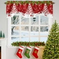 thumbnail image 3 of Christmas Trees Tie Up Valances Curtain, Xmas Ball Green Leaf Winter Snowflake Red Adjustable Rod Pocket Short Window Treatment Tie Up Curtains Valances for Kitchen Living Room Bathroom 54x18 Inches, 3 of 9