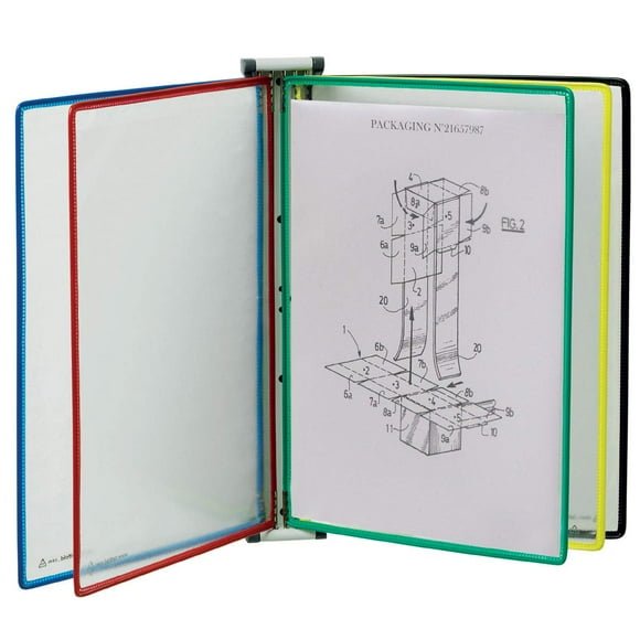 Tarifold Wall Mount Reference and Display System with 5 Letter-Size Pockets in Assorted Colors (W290)