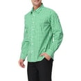 thumbnail image 4 of INSPIRE CHIC Men's Shirts Plaid Long Sleeve Button-Down 100% Cotton Dress Shirt L Green White, 4 of 7