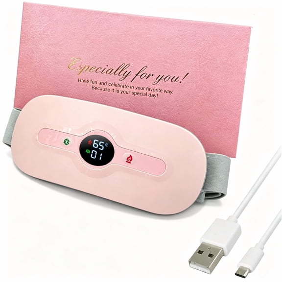 BN-LINK Heating Pad for Period Cramps, Portable Cordless, 6 Heat Levels and 6 Massage Modes, Waist or Belly Heating Pad for Women and Girl(Pink)