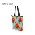 thumbnail image 7 of Zipper canvas bag large capacity large size practical handbag durable Canvas with leather material Yellow-orange Roses Pattern, 7 of 7