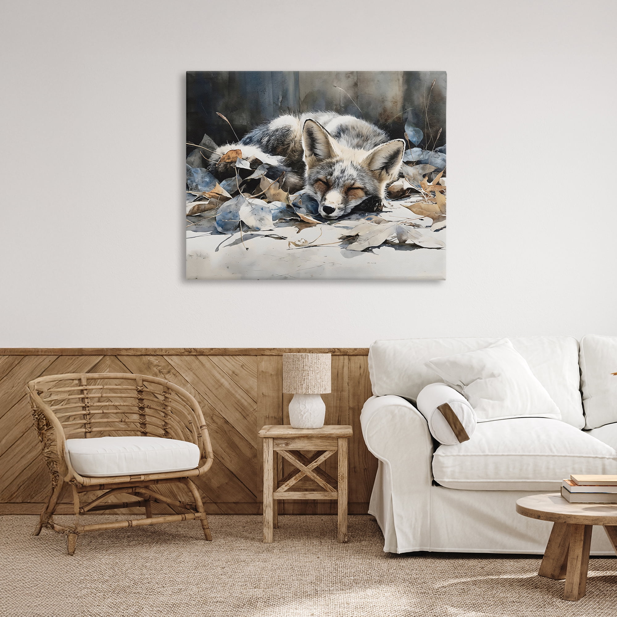 Stupell Industries Blue Fox Resting Among Leaves Canvas Wall Art, design by Franklyn Gregory