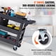 thumbnail image 2 of Carro de servicio utilitario VEVOR, carro utilitario rodante de plástico resistente de 3 estantes de 550 libras con ruedas giratorias de 360° (2 con frenos), estante mediano con borde, manija, 2 of 8