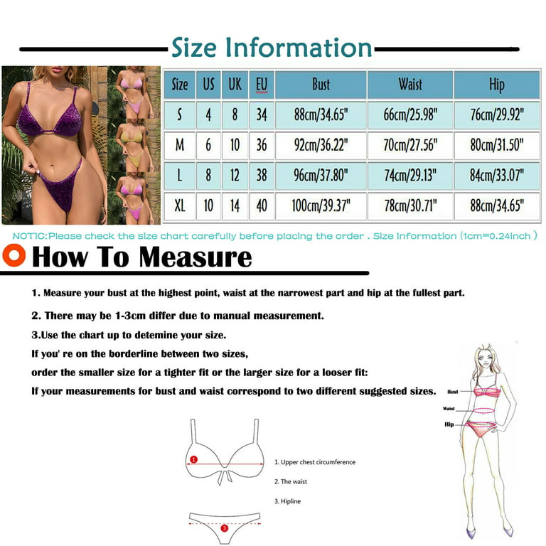 TKing Fashion Womens Swimsuits Split Bikini With Chest Pads Without Steel  Bra Swimsuit Bathing Suit For Women Hot Pink M 