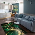 thumbnail image 3 of Luxury Green Rugs For Living Room, Modern Emerald Green Decor Rug, Golden Pattern Floor Rugs For Entrance Dining Room Patio Bedroom Bedside Carpet, 3 of 7