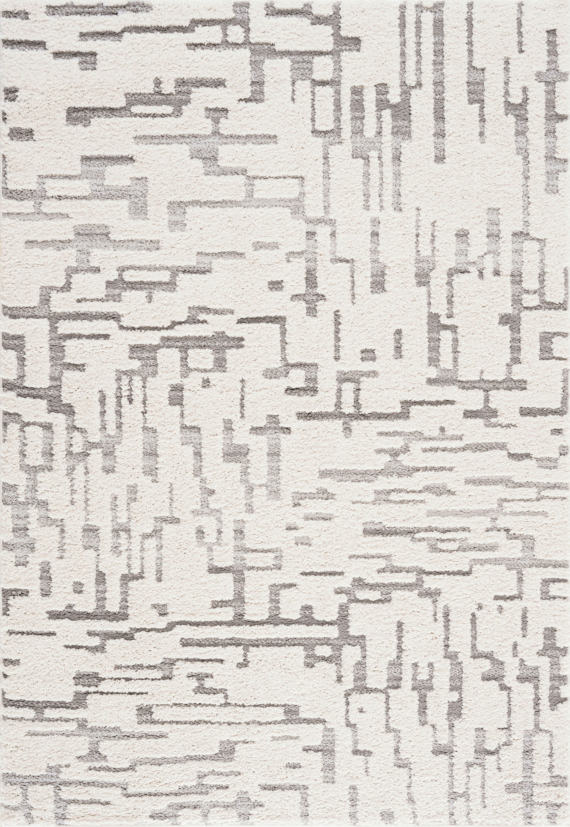 Bliss Rugs Artisan Shag Contemporary 5' x 7' Ivory and Gray Indoor Area Rug