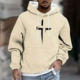 thumbnail image 2 of SGFCWSX Sweatshirt for Men with Hood Mens Fleece Oversized Casual Drawstring Graphic Sweatshirt Beige Size 3XL, 2 of 5