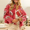 thumbnail image 2 of Women Cardigan Corduroy Football Sequin Jacket Baseball Casual Jacket Work Cardians, 2 of 7
