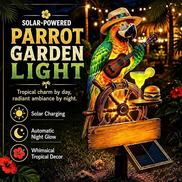 Solar-Powered Parrot Garden Light – Auto On/Off, Waterproof, With Stake, Warm Glow For Lawn, Patio, Backyard, Pool