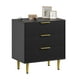 thumbnail image 1 of QinaQin Cómoda moderna de 3 cajones con frente acanalado, mueble de madera con detalles metálicos para recámara, sala o recibidor, 1 of 7