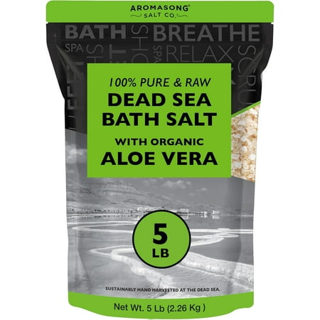 Aromasong Raw Dead Sea with Organic Aloe Vera Bath Salts, 5 lbs Bulk Pack
