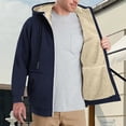 thumbnail image 3 of LZHGirlshop Men Zipper Hoodie Thick Warm Winter Coat Heavyweight Fleece Lined Jacket with Drawstring Hooded Sweatshirt,Navy Blue,M, 3 of 6