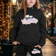 thumbnail image 2 of SUXIAN Children Long Sleeve City Place Name Hoodie Top Hoodie Pants Set Comfortable Clothing Set Black 120, 2 of 4