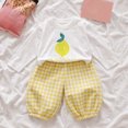thumbnail image 2 of HCNTES Girls Clothes Toddler Baby Girl Fall Outfit Fruit Print Shirt and Gingham Plaid Pants Set Cute 2 Piece Winter Clothes, 2 of 6