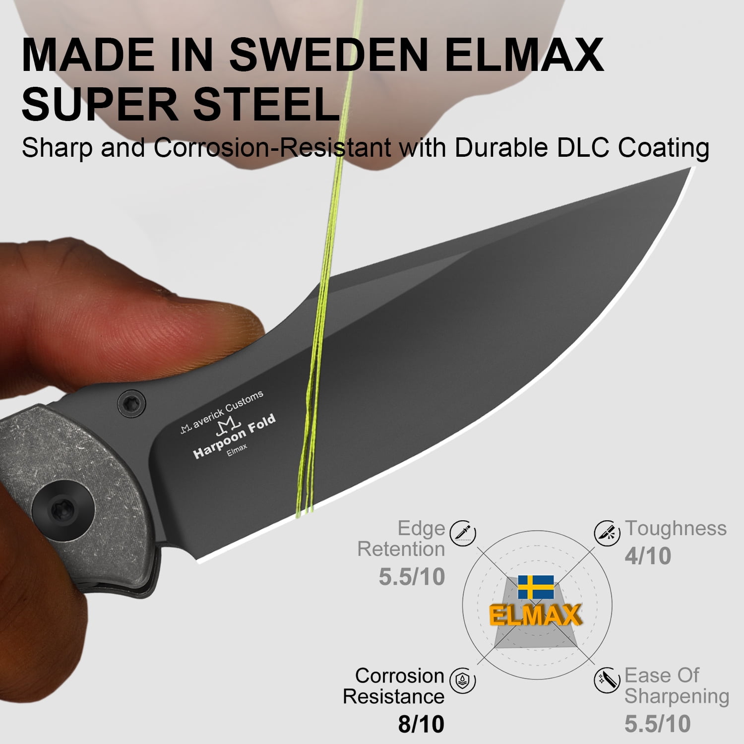 Kizer Harpoon Fold Folding Pocket Knife Elmax Blade Titanium Handle Ki4784A3