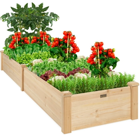 Best Choice Products 8x2ft Outdoor Wooden Raised Garden Bed Planter for Grass Lawn Yard - Natural