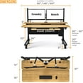 thumbnail image 6 of Versadesk Electric Standing Desk Converter - Split-Level Surface, Push-Button Height Adjustable, USB & USB-C Ports, Home & Office, | Bamboo, (36 x 30), 6 of 6