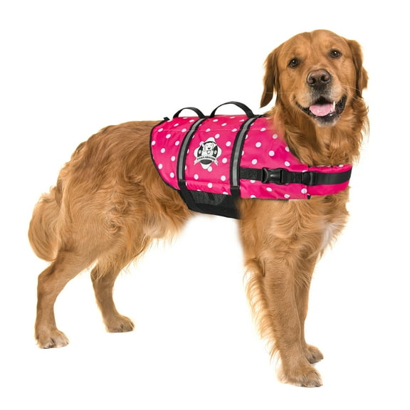 Paws Aboard Doggy Life Jacket Large-Pink Polka Dot, Pk 1, Paws Aboard