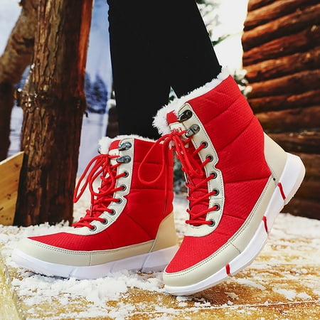 

Cathalem Snow Boots Women Size 5 Womens Winter Warm Snow Boots Waterproof And Non Slip Lace Womens Snow Boots Size 8 Wide Red 8.5